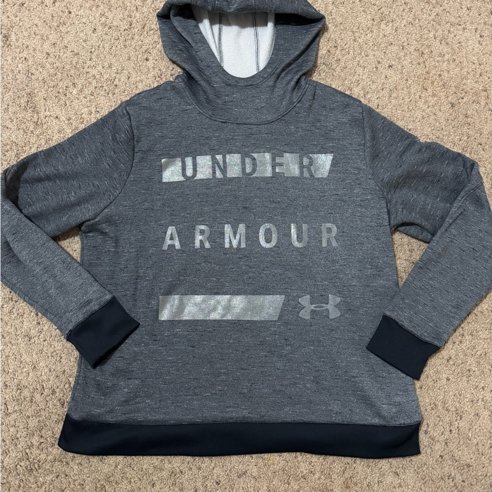 Under Armour Charcoal and White Fleece Hoodie